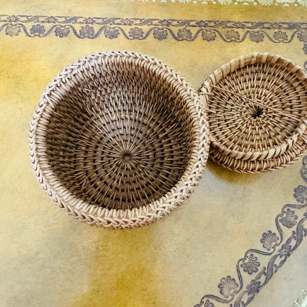 Coil Wicker Boho Baskets Set of 3 Storage Organize Handwoven Hanging Purse